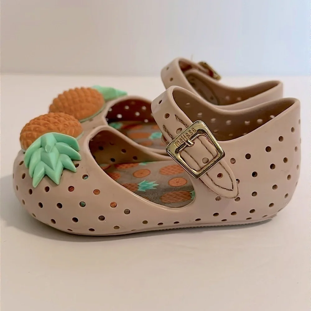 Baby GIRLS MINI MELISSA FURADINHA VII BB SHOE PINEAPPLE WITH PINK & ORANGE sz 5